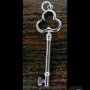 Silver Shamrock Clover Skeleton T-Key To My Heart Pendant charm Necklace